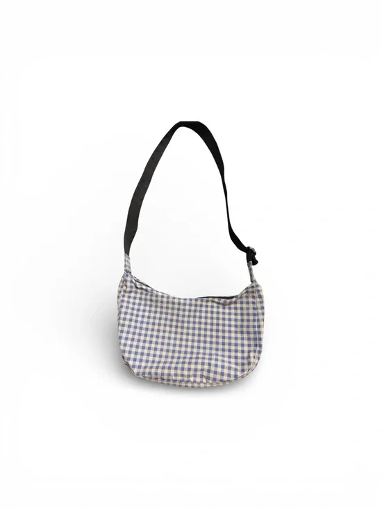 Baggu Pansy Blue Gingham Medium Nylon Crescent Bag Urban Outfitters Exclusive UO - Picture 1 of 3